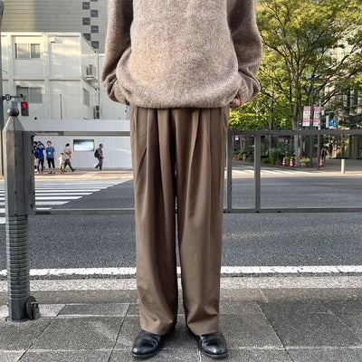 Belted wide slacks
