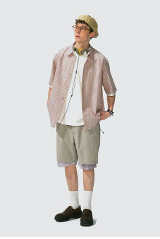 [Monterest] Seersucker Check Logo Embroidered Shirt
