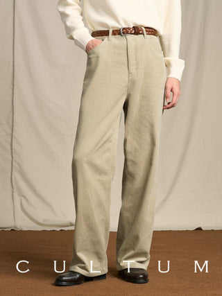 [CULTUM] Cotton Corduroy High Waist Wide Leg Pants