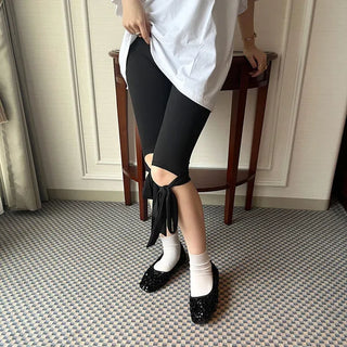 Ribbon biker shorts