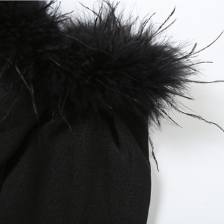 Long sleeve off shoulder feather hollow out jumpsuit