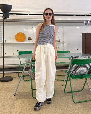 Boat neck striped sleeveless