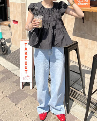Basic straight wide-fit denim pants