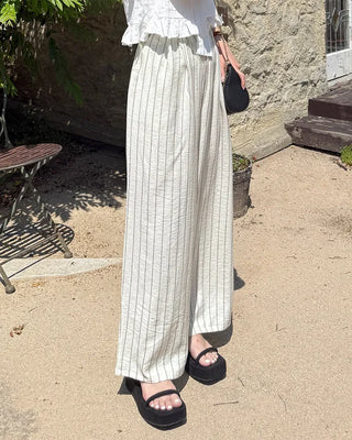 Striped Wide Wrinkle Easy Pants