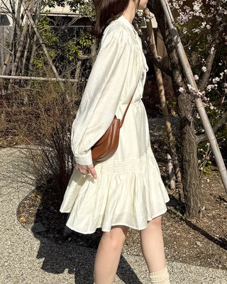 Frill String Point Shirring Dress