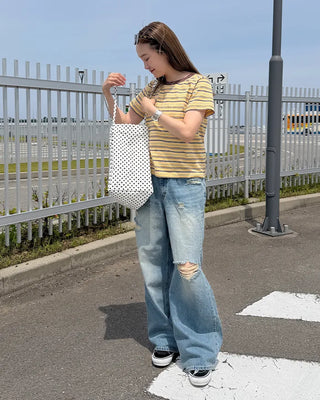 Dot canvas tote bag