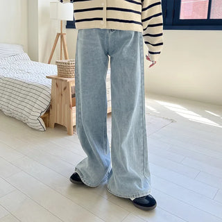 High-waisted bootcut denim pants