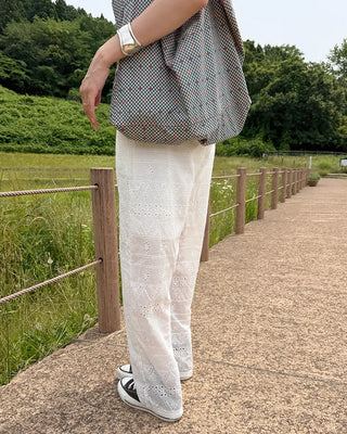 Flower Punching Wide Easy Pants