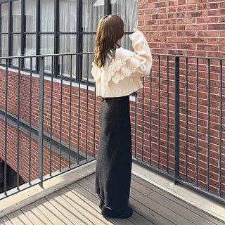 Double ruffle knit cardigan