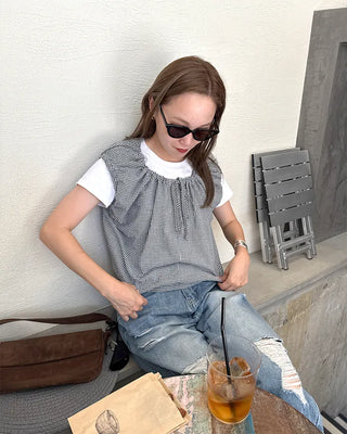 String sleeveless blouse