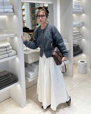 Soft raglan sleeve round neck cardigan