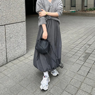 Balloon Fit Suede Long Skirt