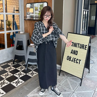 Cotton straight-fit skirt