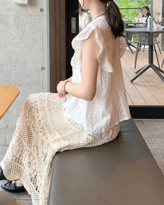 Frilled Punching Wing Blouse