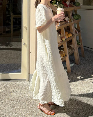 Long dress with ruffled hem