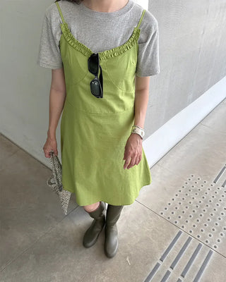 Frill bustier midi dress