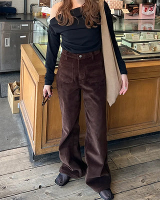 Pocket corduroy wide-leg pants
