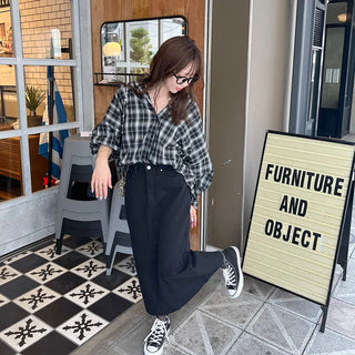 Checked loose-fit shirt