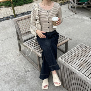 Striped cropped cardigan