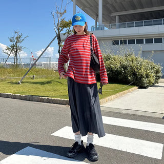 Striped long-sleeved T-shirt
