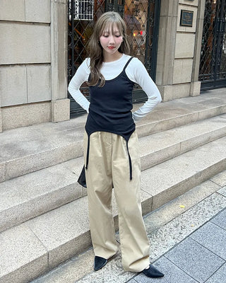 Simple pintuck chino pants