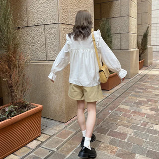 Pintuck frill blouse