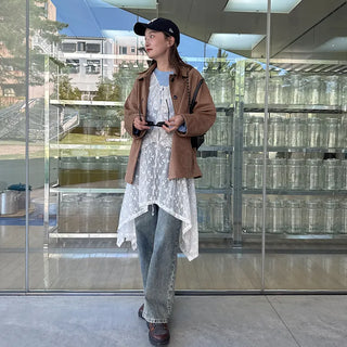 Suede mid-length coat