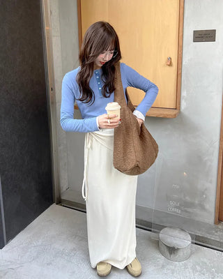 Layered wrap skirt and pants set