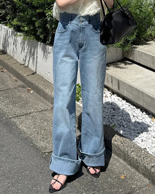 Semi-bootcut denim pants