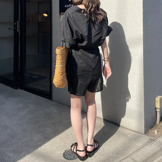 Linen short jumpsuit