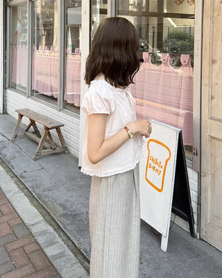 Heart Button Frill Blouse