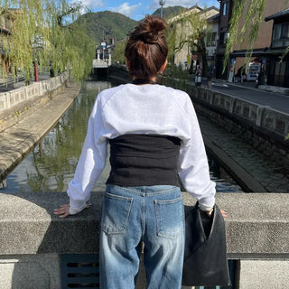 Scarf set ribbed bustier top