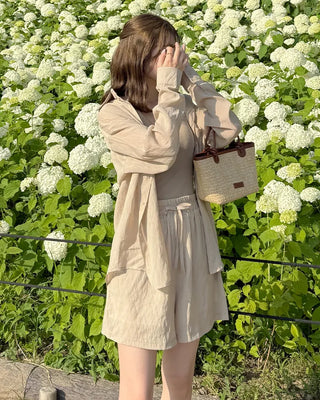 Linen shirt and shorts set
