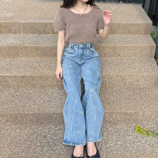 Round neck boa knit