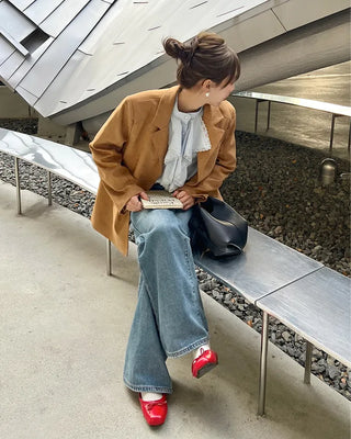 Semi-bootcut denim pants