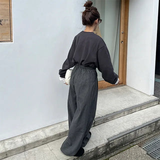 Striped wide slacks