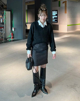 Simple wool midi skirt