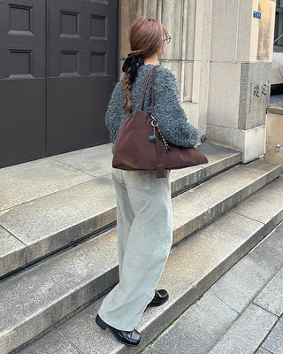 Suede Big Shoulder Tote Bag