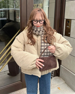 Big check fringe scarf
