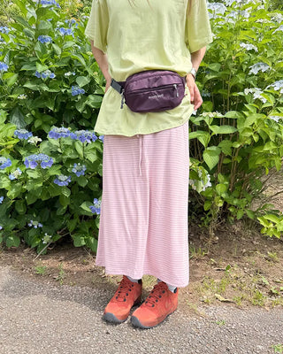 Bordered waist drawstring maxi skirt