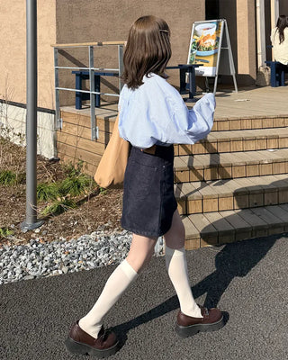 Simple low-rise denim short skirt