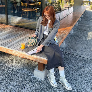 Denim long skirt