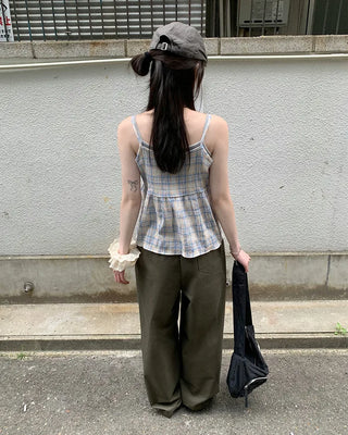 Pastel check camisole blouse
