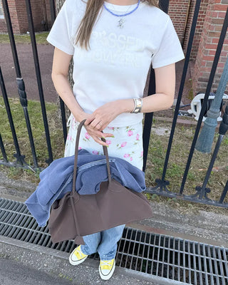 Flower print lettering short-sleeve T-shirt