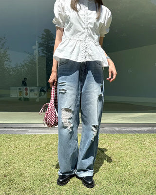 Vintage distressed denim pants