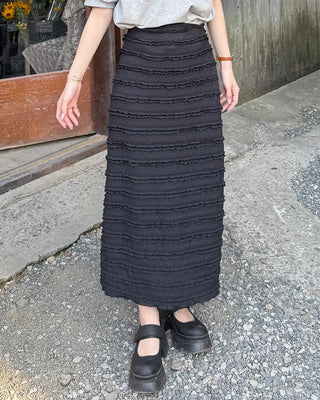 Wave frill long skirt