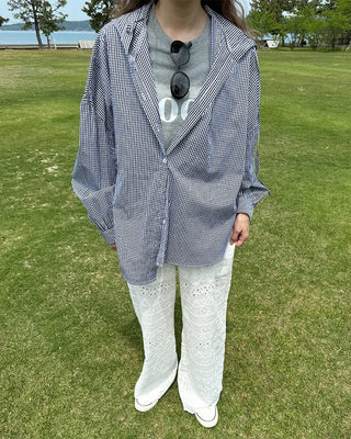 Checked hoodie shirt