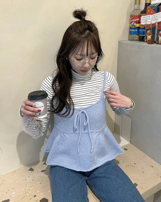 Basic striped turtleneck T-shirt