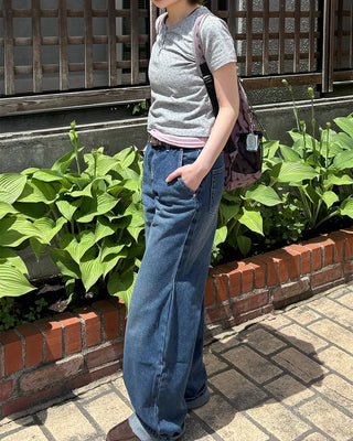 Henley Neck Flower Short Sleeve T-Shirt
