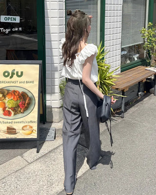 Straight-fit striped West Point slacks